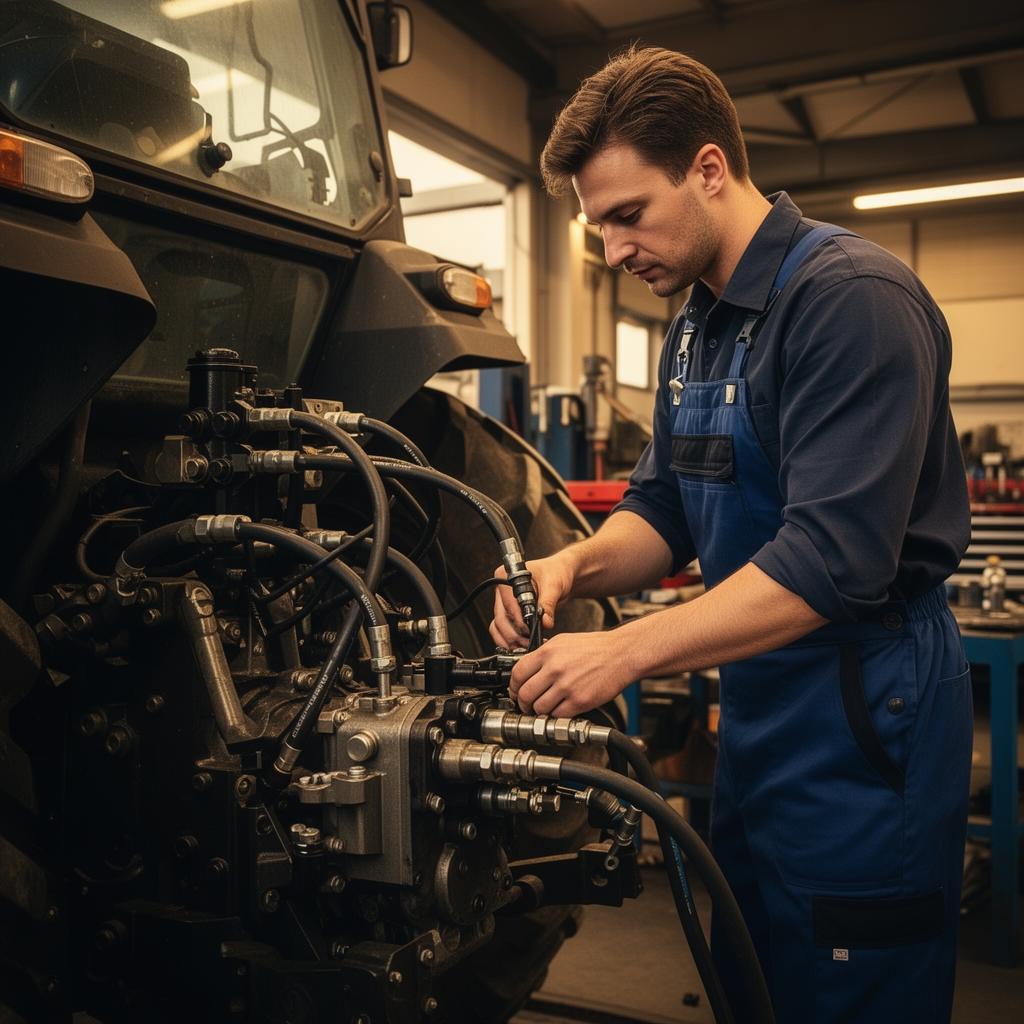 Technik opravujúci hydrauliku